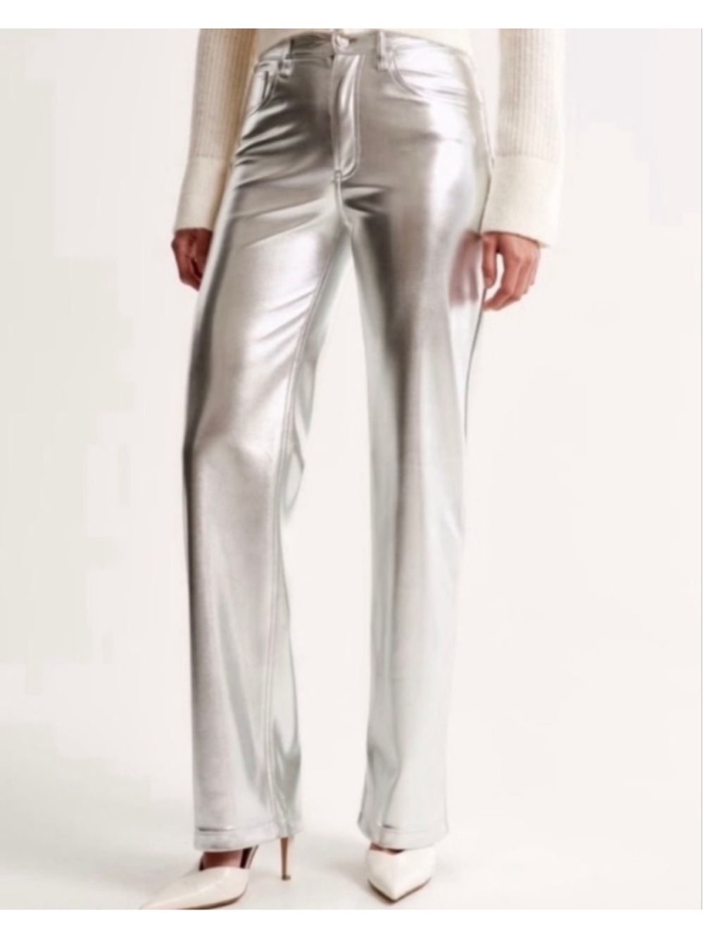 Abercrombie & Fitch NWT the 90s straight ultra high rise vegan leather size 2